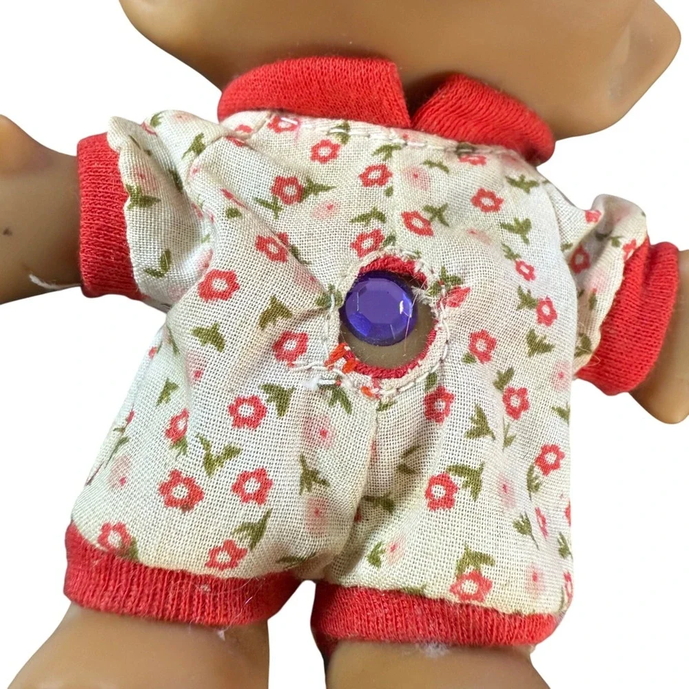 Ace Novelty Treasure Troll Doll Purple Hair Blue Eyes Floral‎ Pajamas Gem Accent